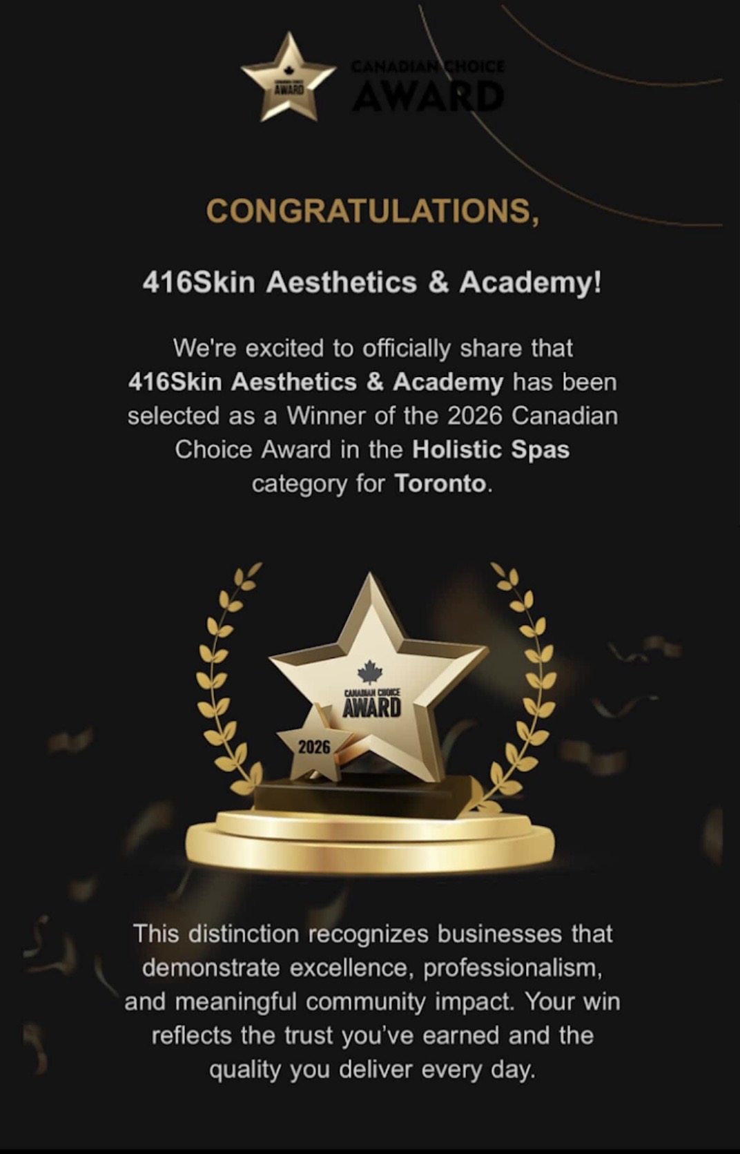 Canadian Choice Award 2026 Winner — Holistic Spas, Toronto
